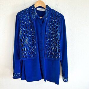 Vintage Howard Wolf Shirt Blue Blouse and Vest Classic Art To Wear USA